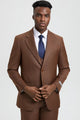 Cheap Priced Suit - Men's Two Button Vested Stacy Adams Designer Sharkskin  Cognac Suit