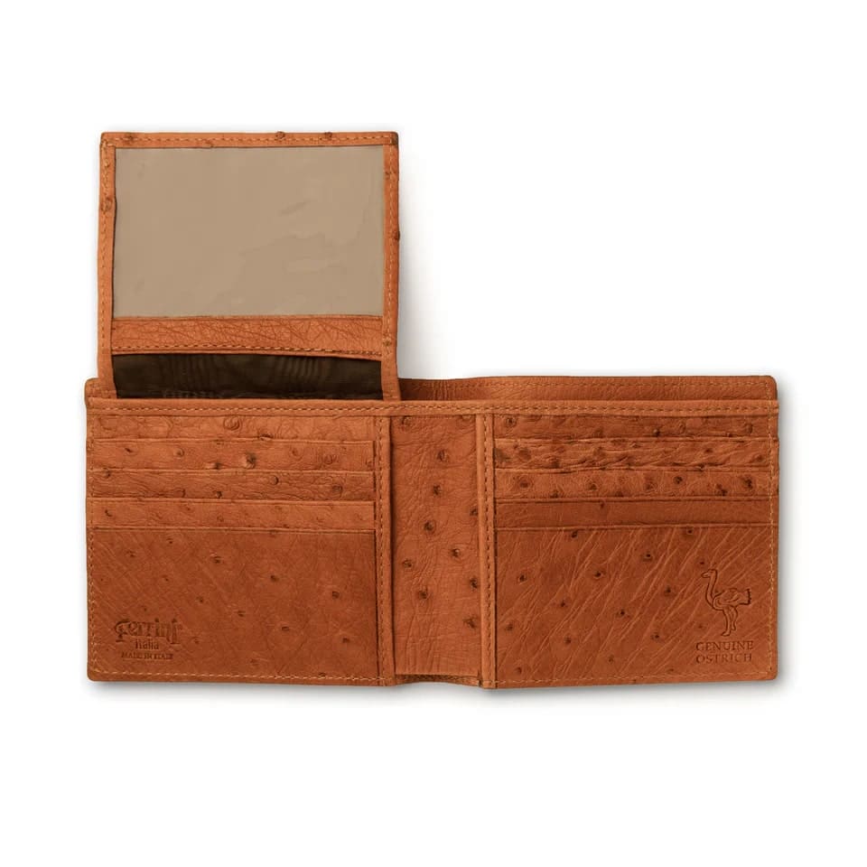 Ferrini Full Quill Ostrich Billfold Cognac - One Size