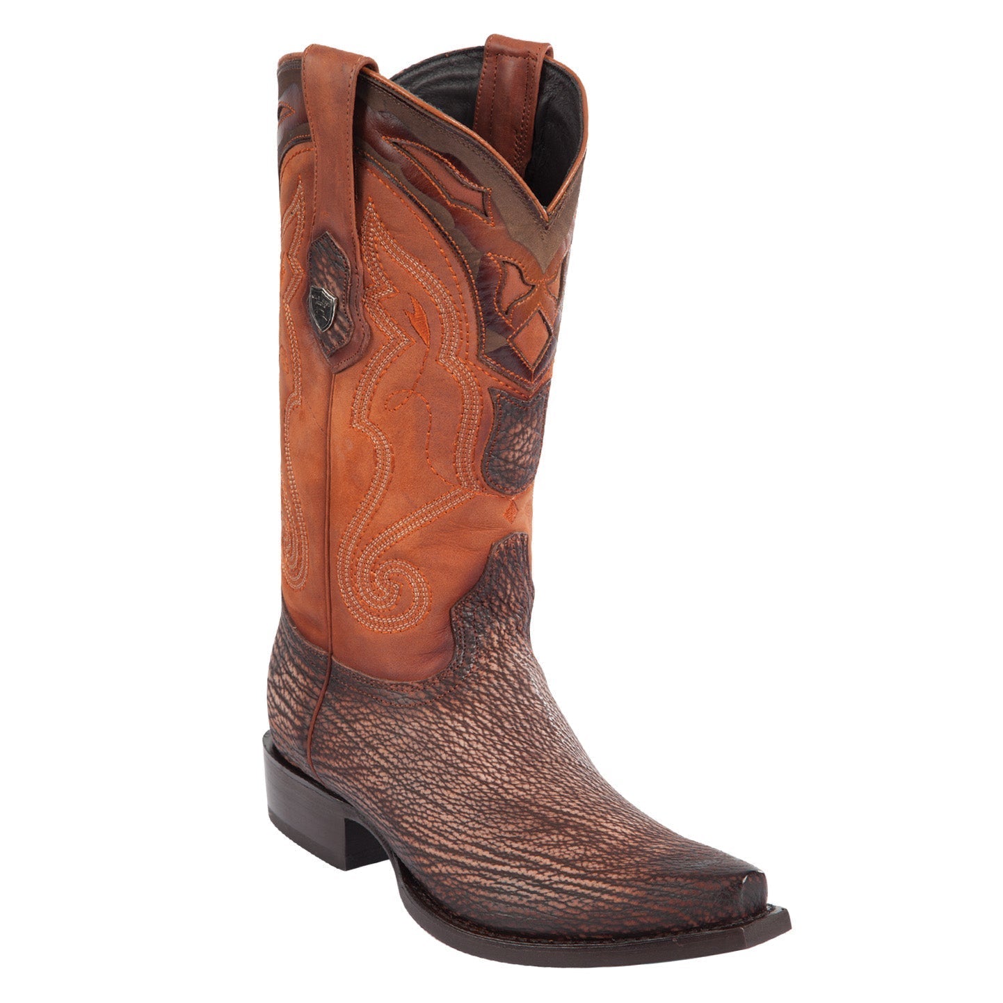 Men’s Shark Skin Cowboy Boots, Western Exotic Boots in Brown, Sand and Cognac - EE