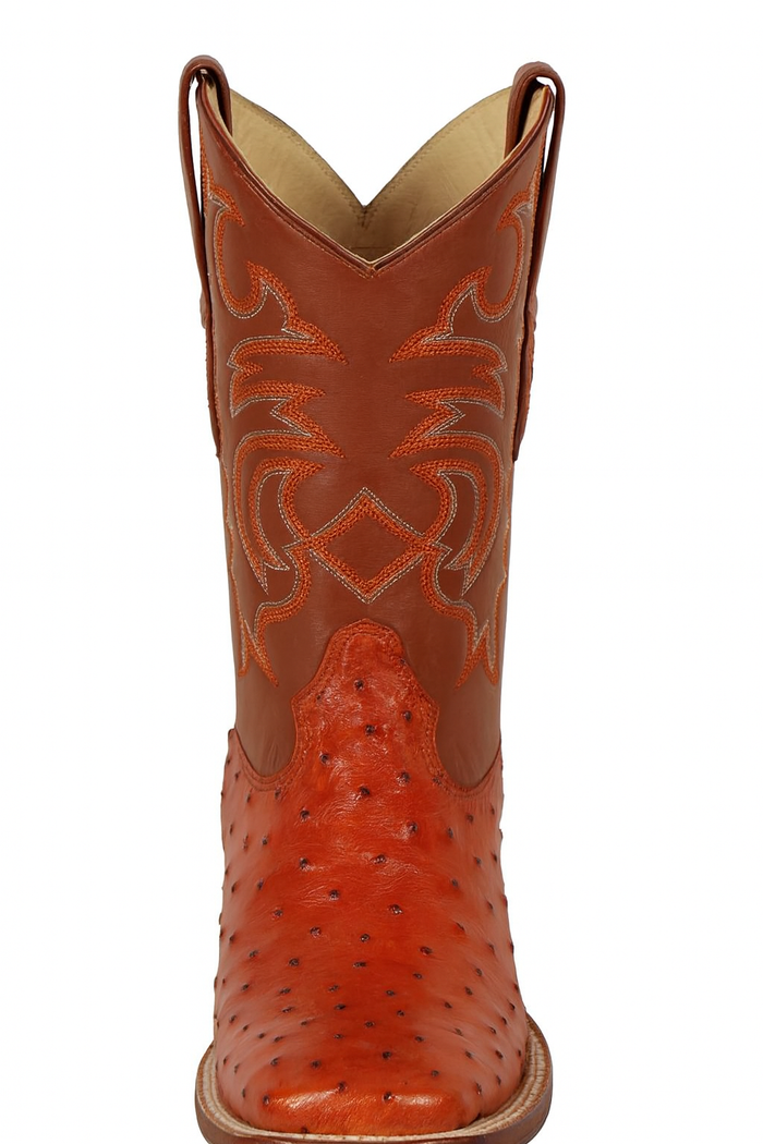 Men's Los Altos Ostrich Skin Wide Square Toe Boots - B-New Designer Collection
