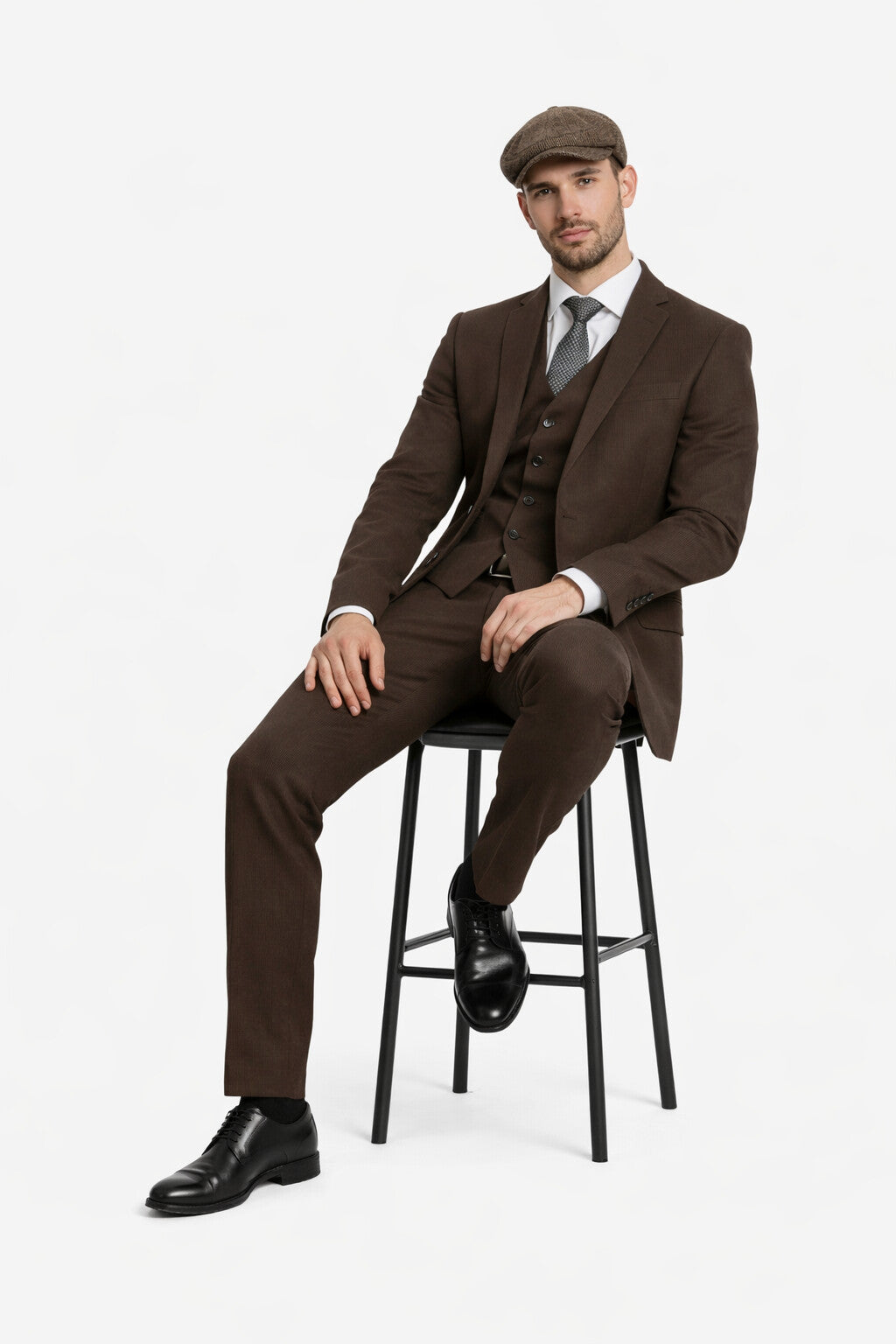 1920's Men's Clothing - Tweed Suit - Herringbone 1920s Mens Suit  - Vintage Cognac  Suit - 38 Short Jacket+32 Waist Adjustable 28to34)(Height: 5 4 to5 7 )(Neck  15-16.5)S-M)