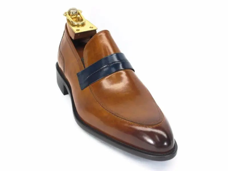 Carrucci Mens Penny Loafer in Contrast Strap - 9