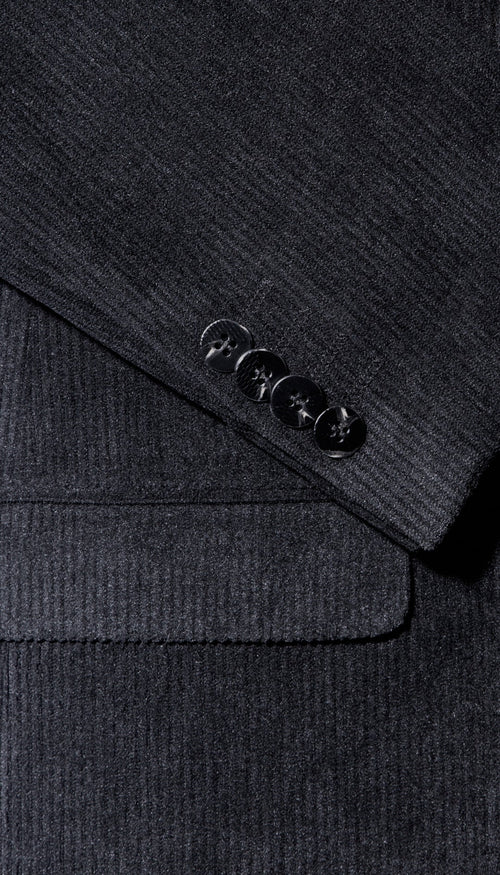 The Cordell Black 2pc Cotton Corduroy Notch Lapel Suit