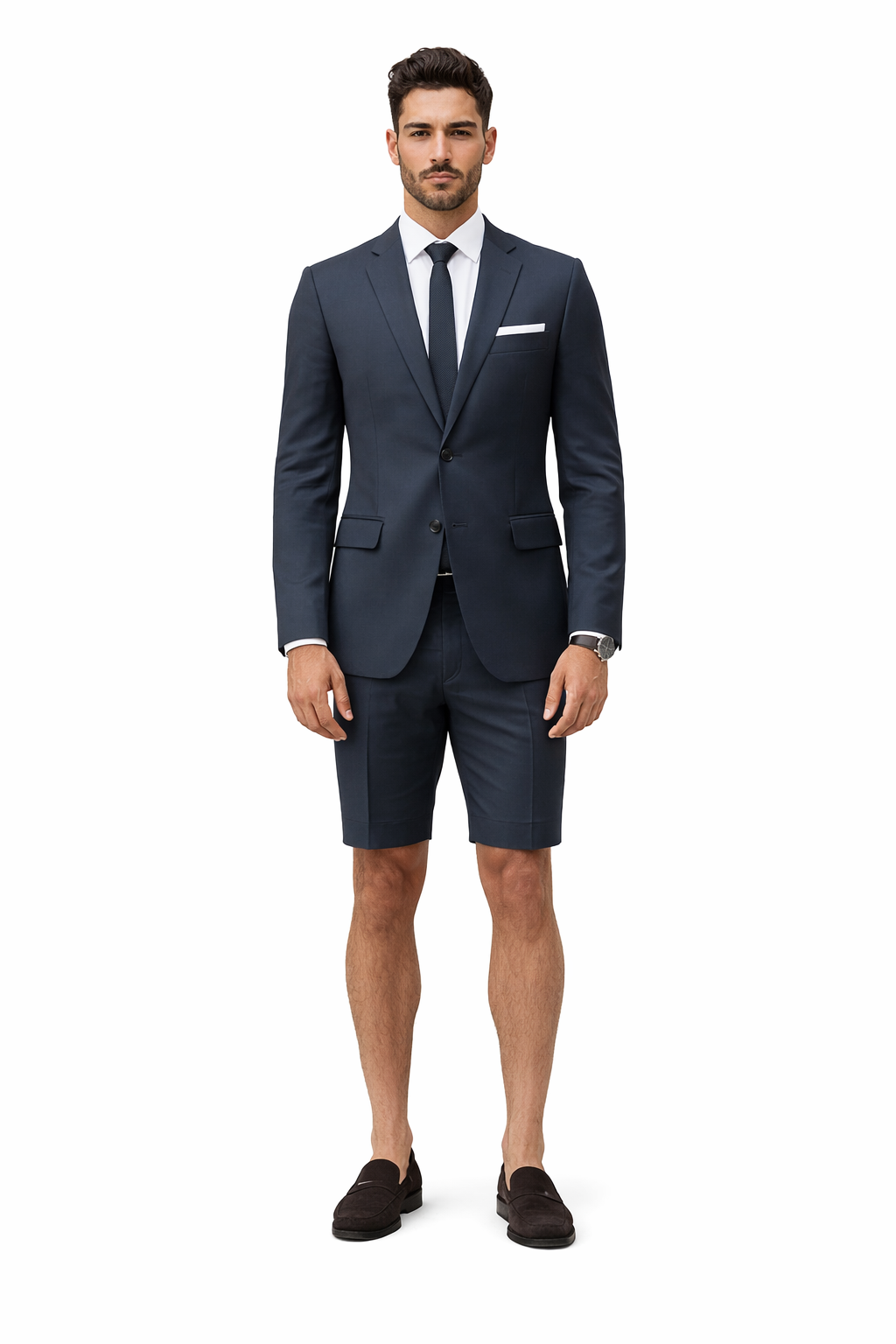 Cotton Fabric Charcoal Gray Suit - Mens Suits With Shorts - Summer Suit