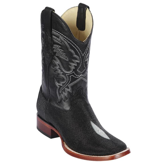Los Altos Boots - Mens Dress Cowboy Boot - Low Priced Black Suede Square Toe Western Boots - in Black - 6