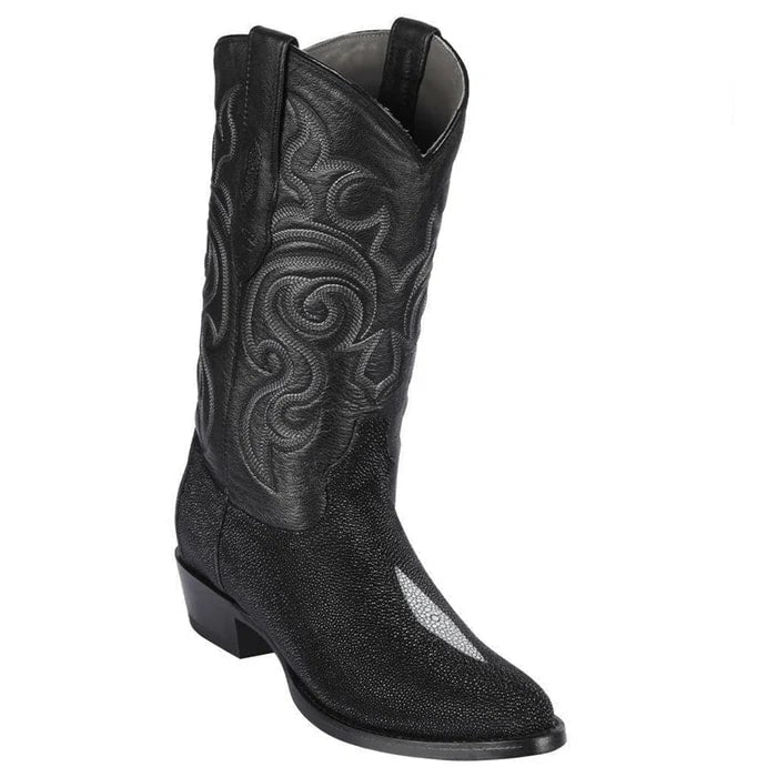 Los Altos Boots - Mens Dress Cowboy Boot - Low Priced Single Stone Stingray Cowboy Boots- in Black - 6