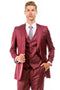 Cheap priced Suit  - Men's Two Button Hybrid Fit Vested Sharkskin Wedding & Business Cranberry Red Suit