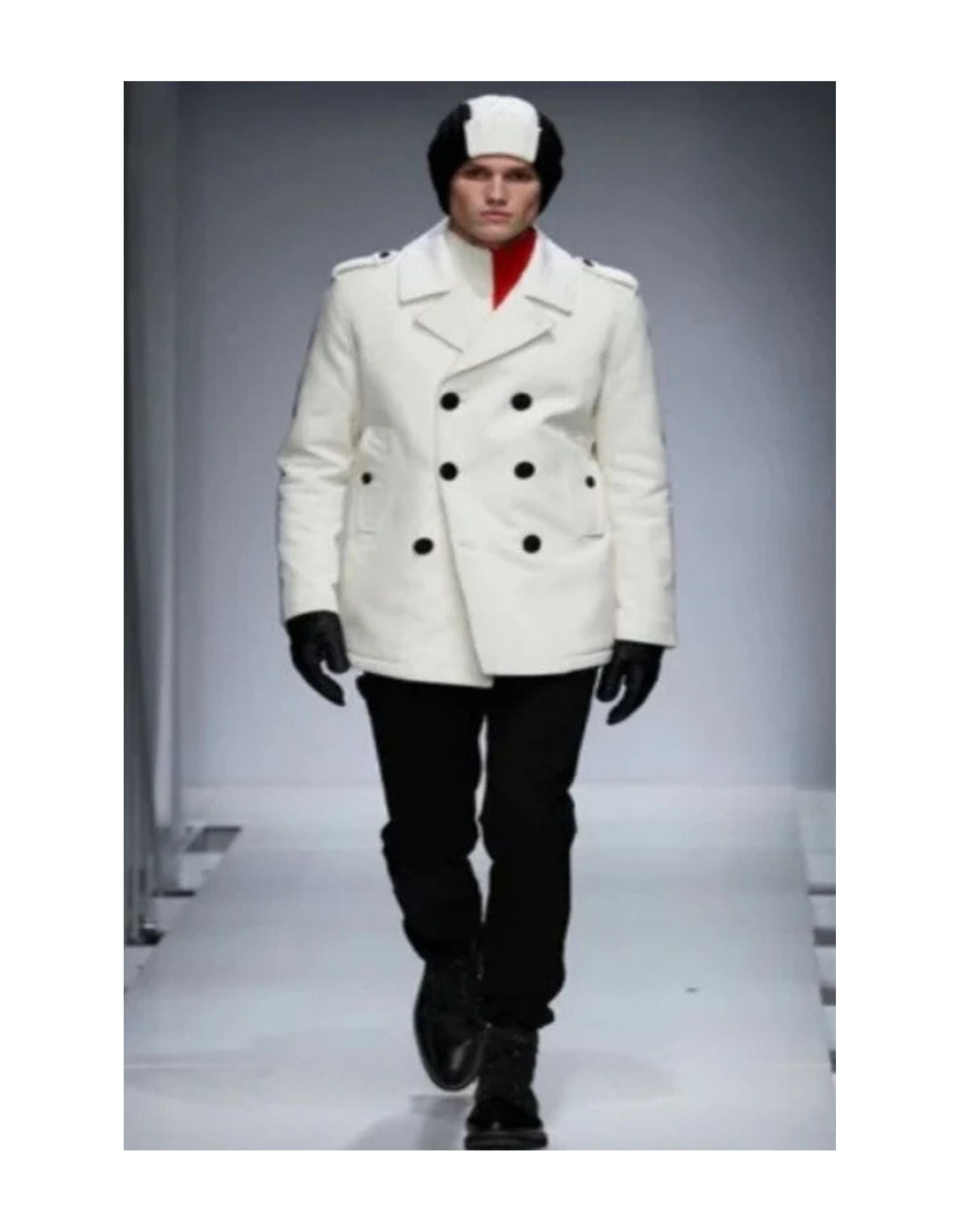 Cream Color Pea Coat - Ivory Double Breasted Wool Coat - Off White Car Coat - Coat Size 38