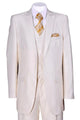 Cheap Priced Suit  - Mens 2 Button Vested Slim Fit Shiny Sharkskin Cream Suit