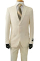 Cheap Priced Suit- Mens 2 Button Slim Fit Poplin Basic Cream Suit