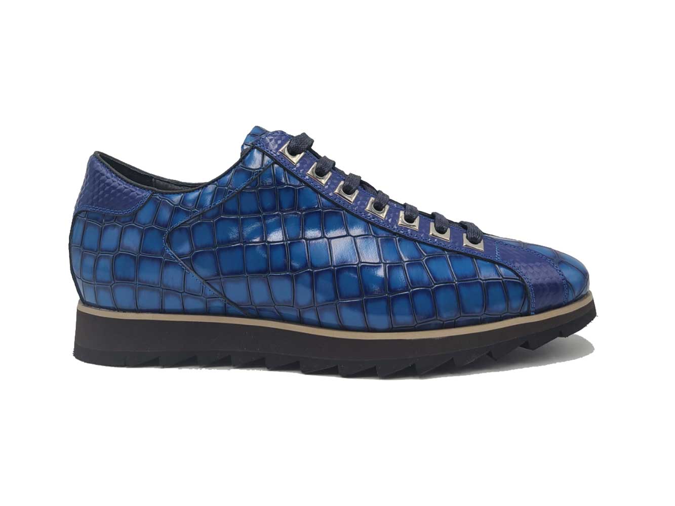 Crocodile-Embossed Leather Sneaker - 8