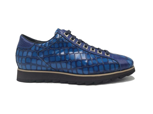 Carrucci Crocodile Embossed Leather Sneaker