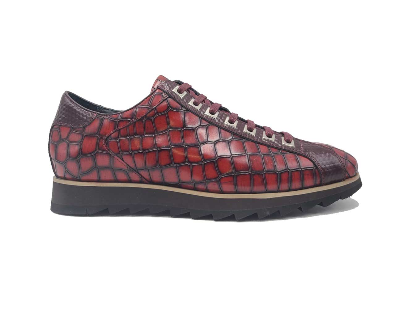 Crocodile-Embossed Leather Sneaker - 8