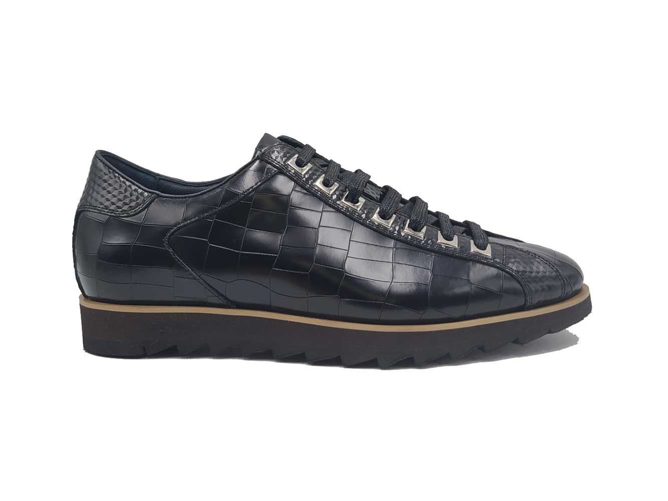 Crocodile-Embossed Leather Sneaker - 8