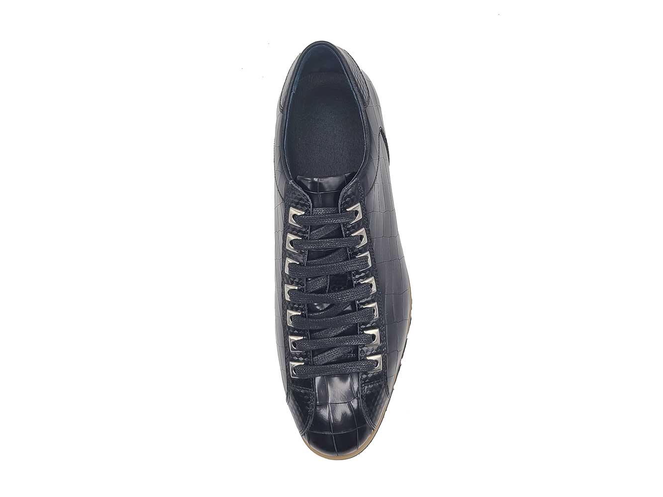 Crocodile-Embossed Leather Sneaker - 8