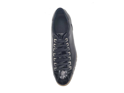 Carrucci Crocodile Embossed Leather Sneaker