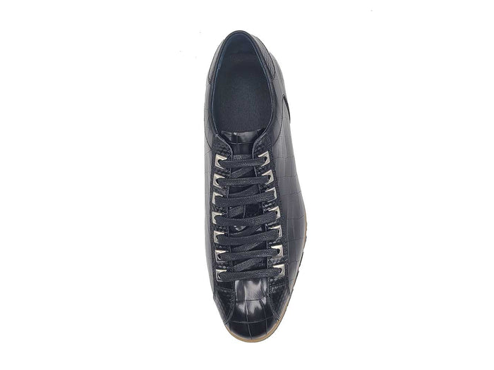 Carrucci Crocodile Embossed Leather Sneaker