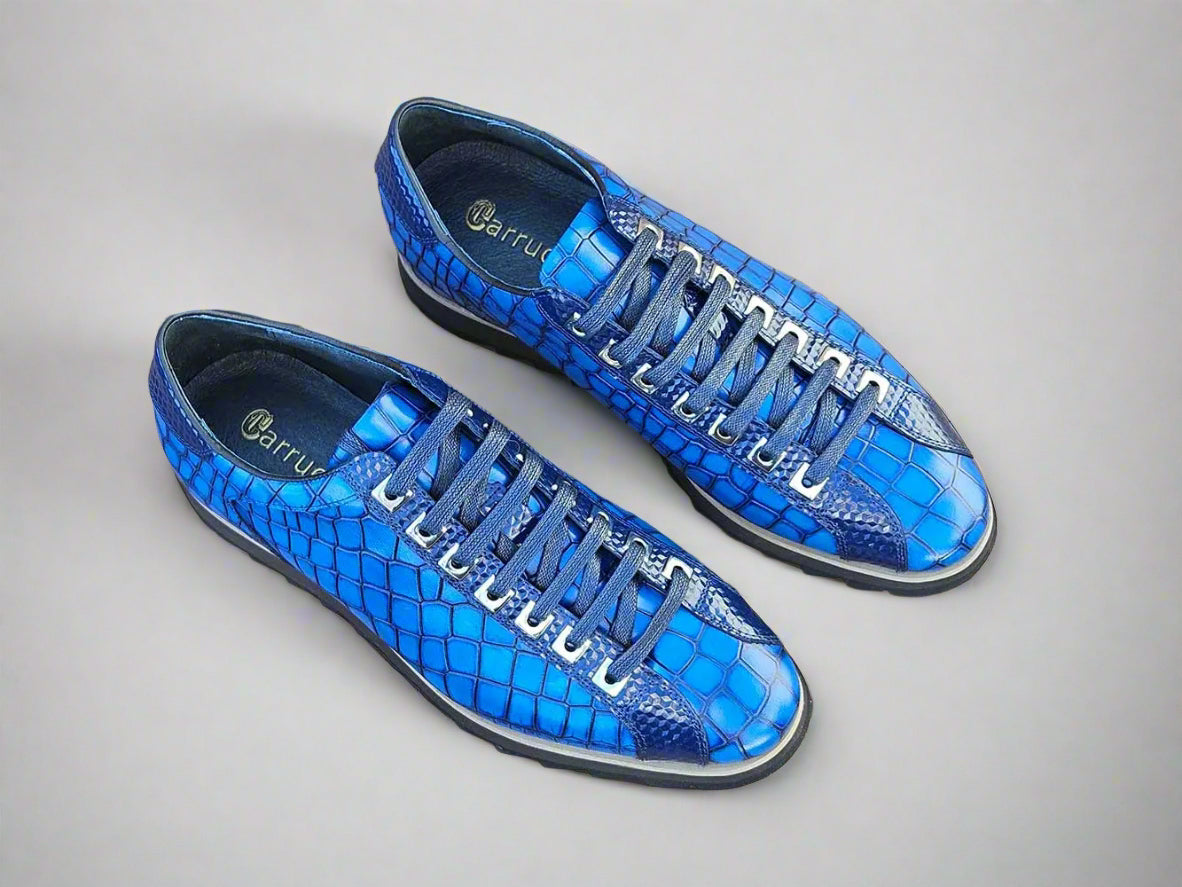 Crocodile-Embossed Leather Sneaker - 8