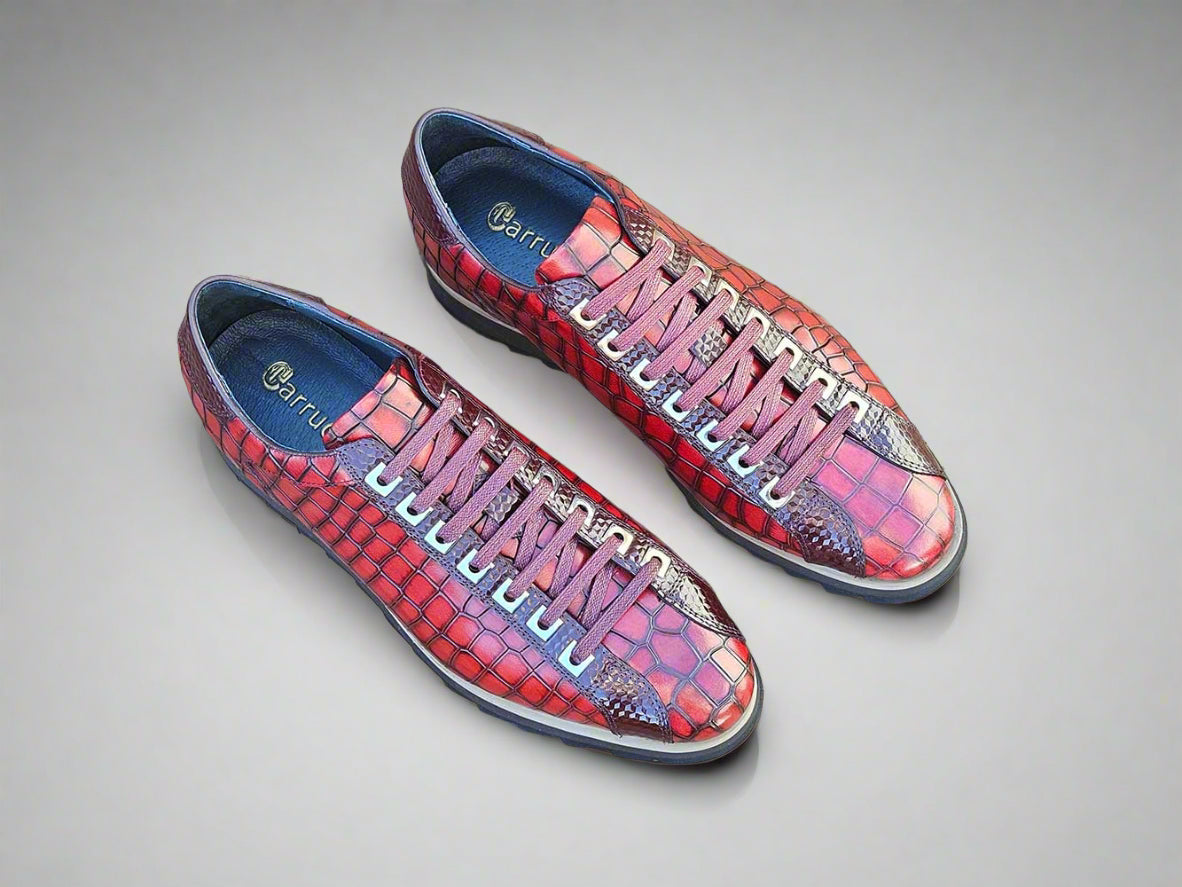 Crocodile-Embossed Leather Sneaker - 8