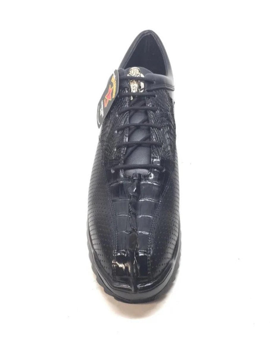 Los Altos Perforated Crocodile Tail Sneakers - 7