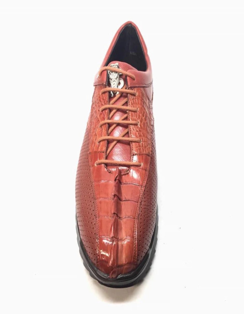 Los Altos Perforated Crocodile Tail Sneakers - 7