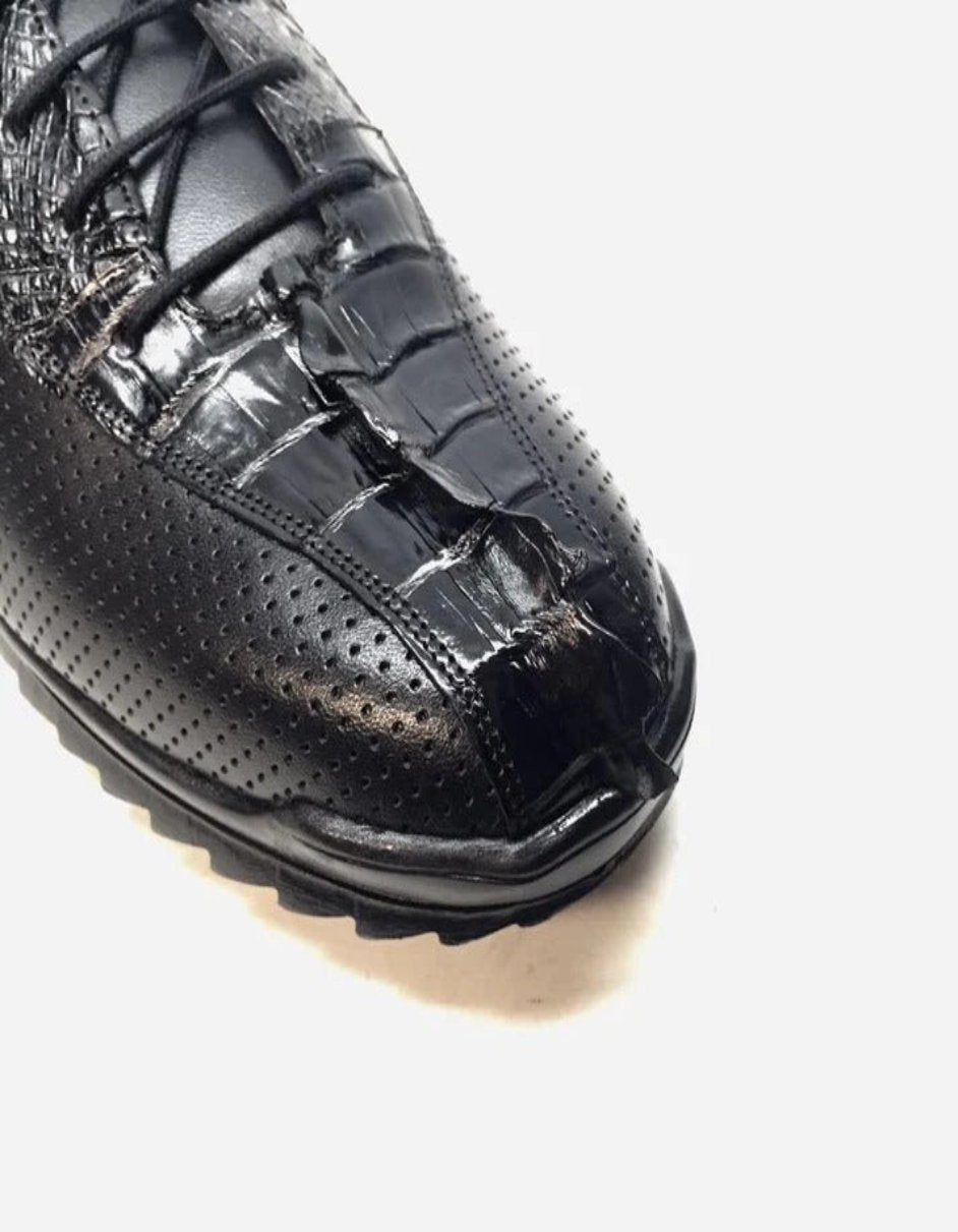Los Altos Perforated Crocodile Tail Sneakers - 7