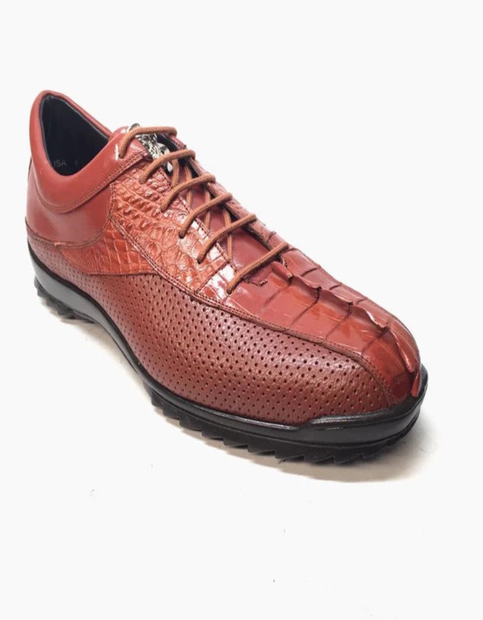 Los Altos Perforated Crocodile Tail Sneakers - 7