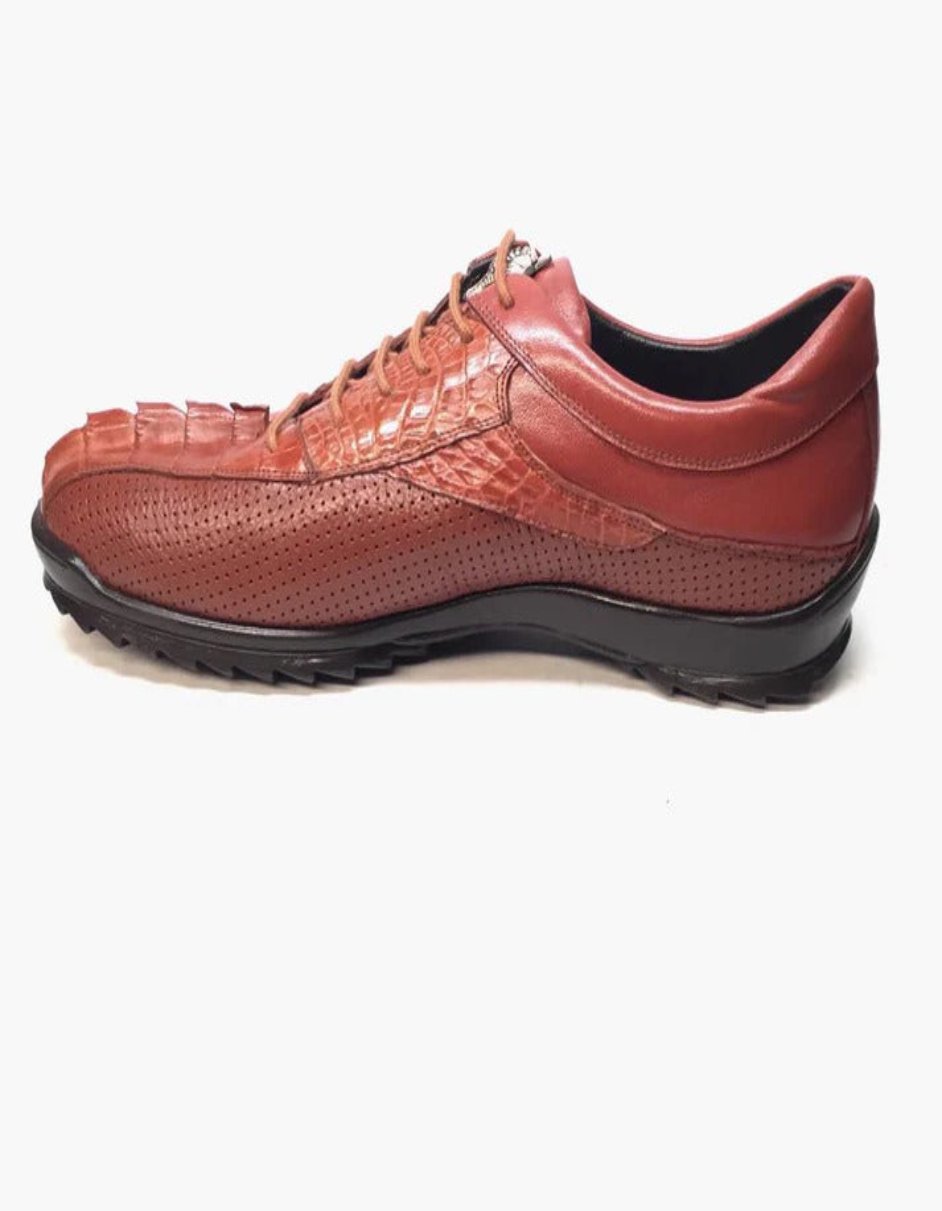Los Altos Perforated Crocodile Tail Sneakers - 7