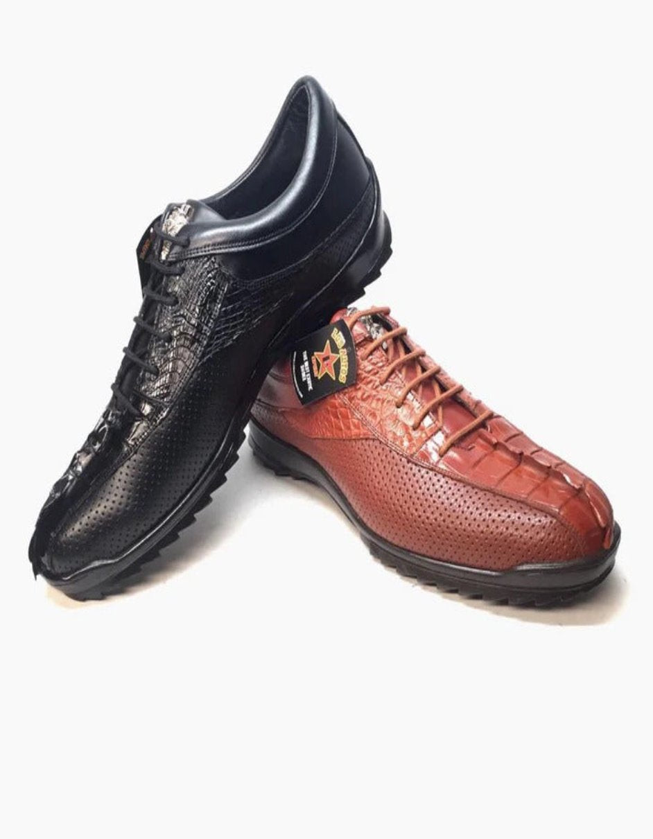 Los Altos Perforated Crocodile Tail Sneakers - 7