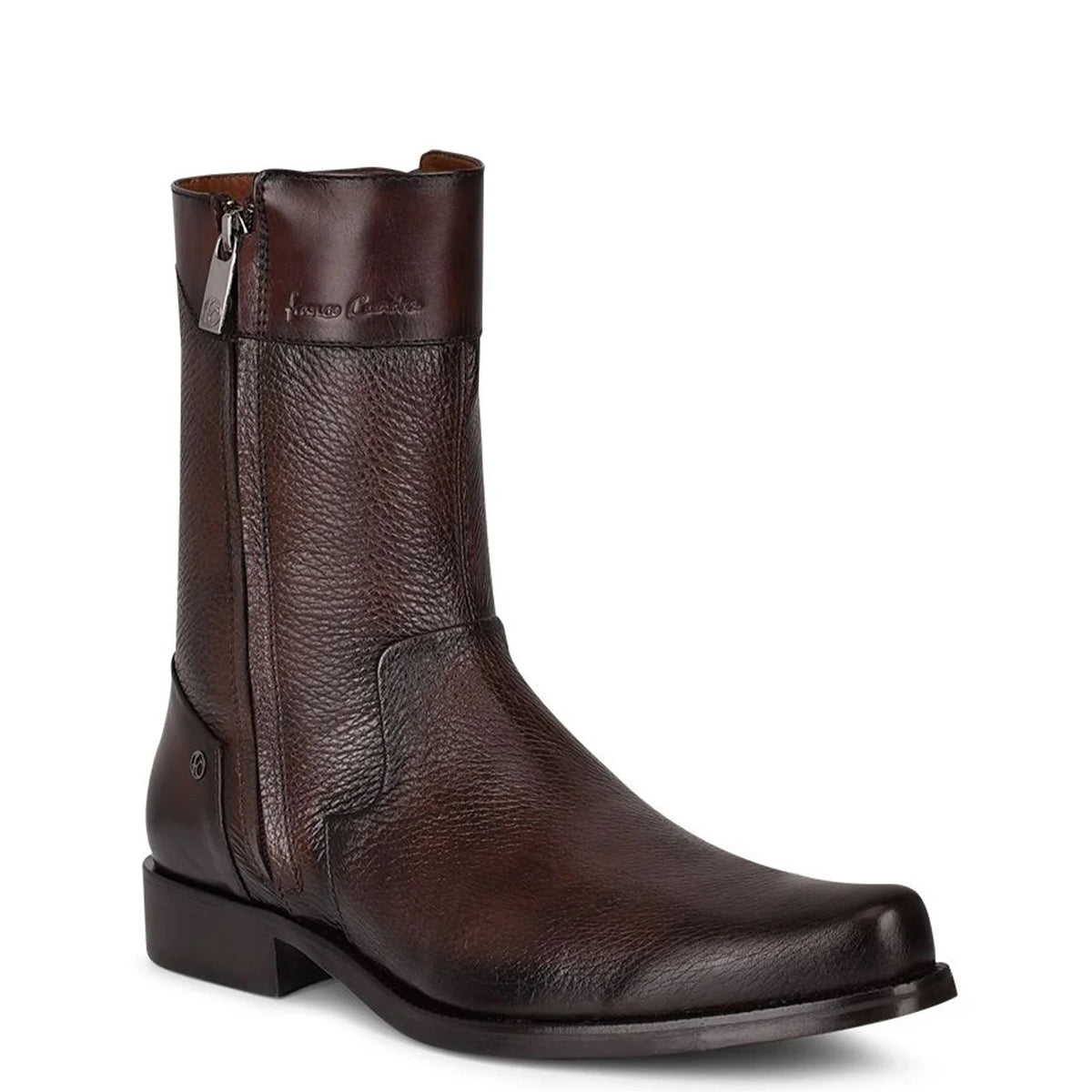Deer Double Zipper Dress Boot - Brown