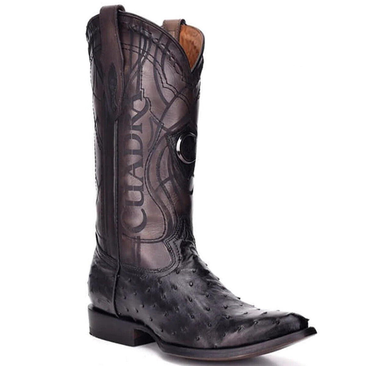 Black Ostrich Cowboy Boots - EE