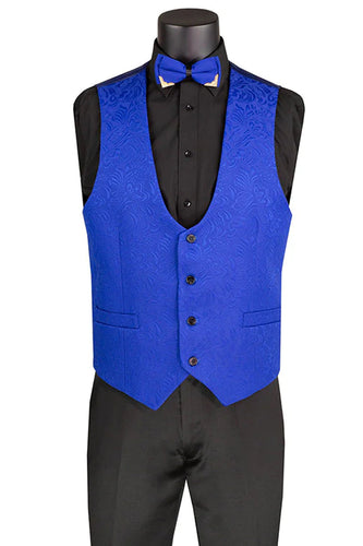 36 Royal Blue Men's Slim Fit Paisley Wedding Tuxedo with Vest