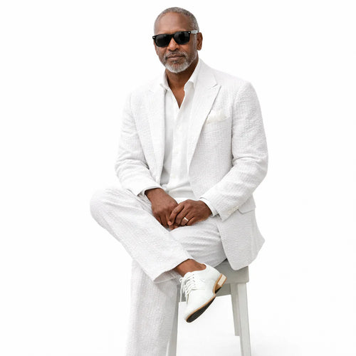 Mens Premium Cotton Seersucker Stripe Suit – White