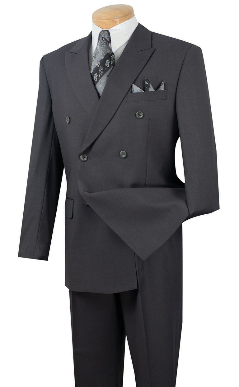 Ramses Collection - Double Breasted 2 Piece Suit Regular Fit in Dark Heather Gray - Dark Heather Gray