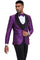 Mardi Gras Tuxedo Suit Men's One Button Slim Fit Shiny Paisley Floral Vested Prom Tuxedo in Purple