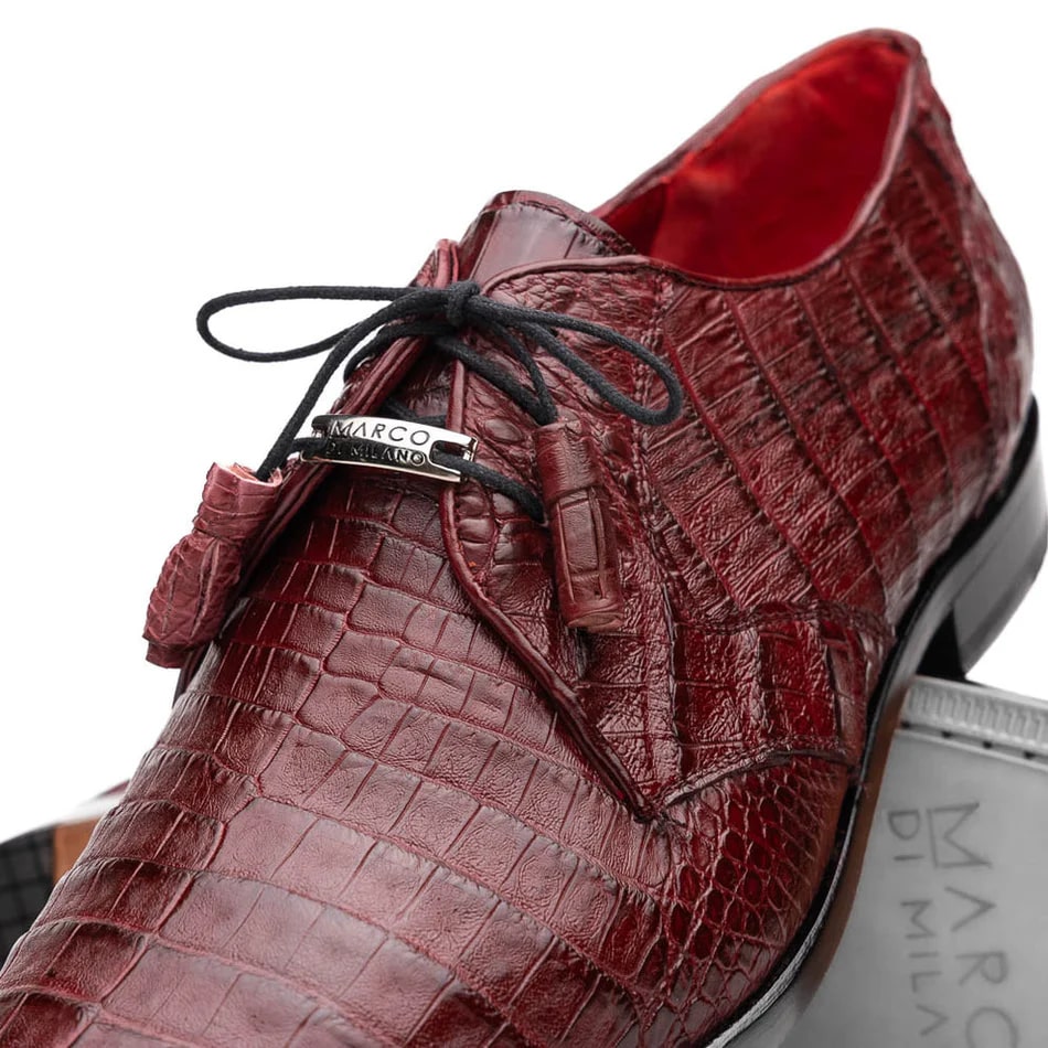 Marco Di Milano Lacio Men's Shoes Wine Exotic Crocodile Derby Oxfords - 6