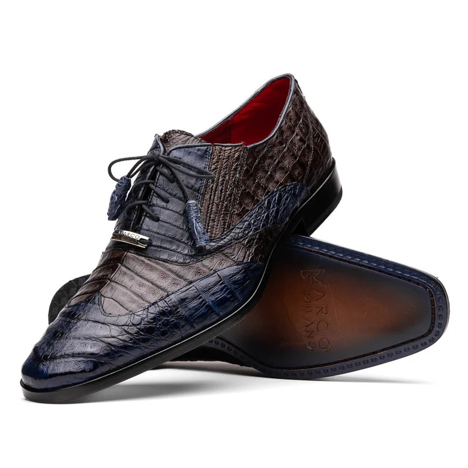 Marco Di Milano Luciano Men's Shoes Exotic Crocodile Classic Wingtip Dress Derby Oxfords - 6