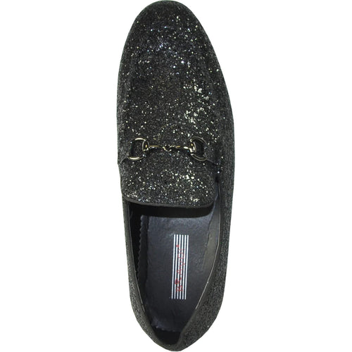 "Black Sequin Prom 2026 Tuxedo Loafer - Modern Men's Glitter Footwear"