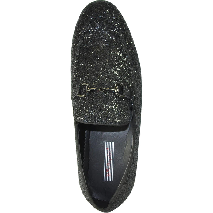 "Black Sequin Prom 2026 Tuxedo Loafer - Modern Men's Glitter Footwear"