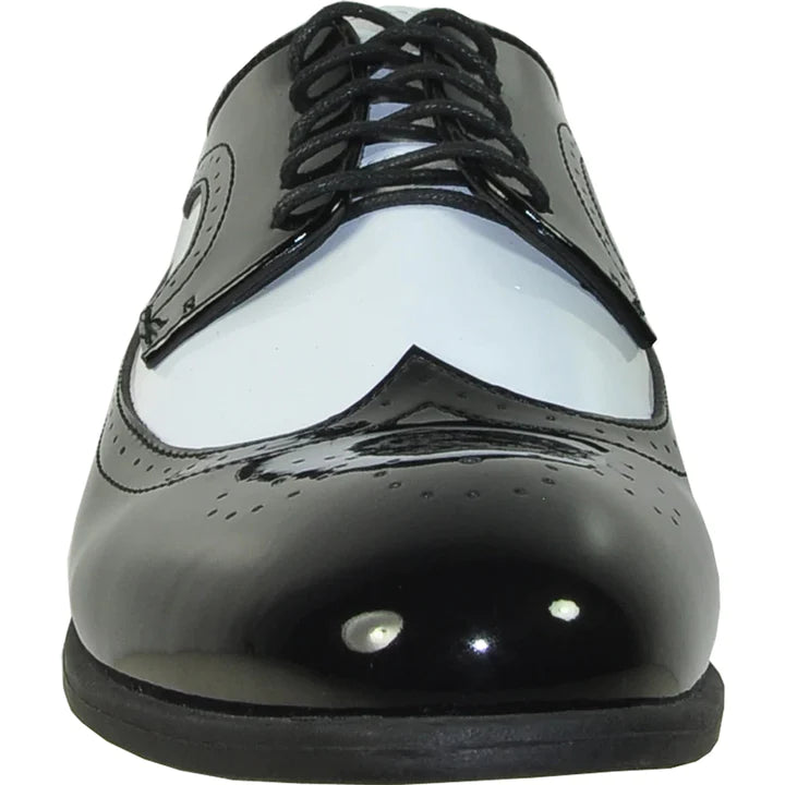 Mens 1920'S Gangster Wing Tip Dress Shoe In Black And White