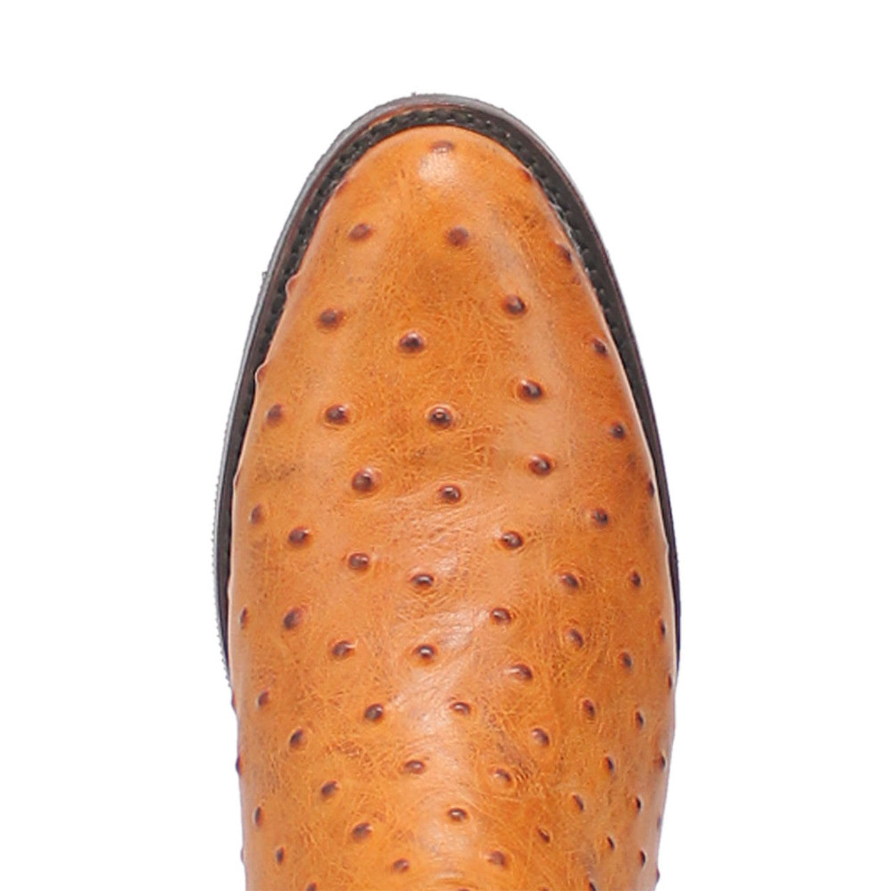 Dingo Brown Ostrich Print Snip Toe Leather Boots - 6D