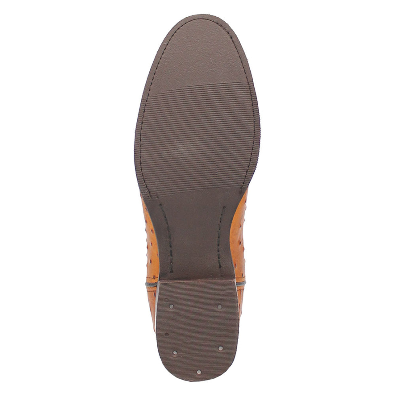 Dingo Brown Ostrich Print Snip Toe Leather Boots - 6D