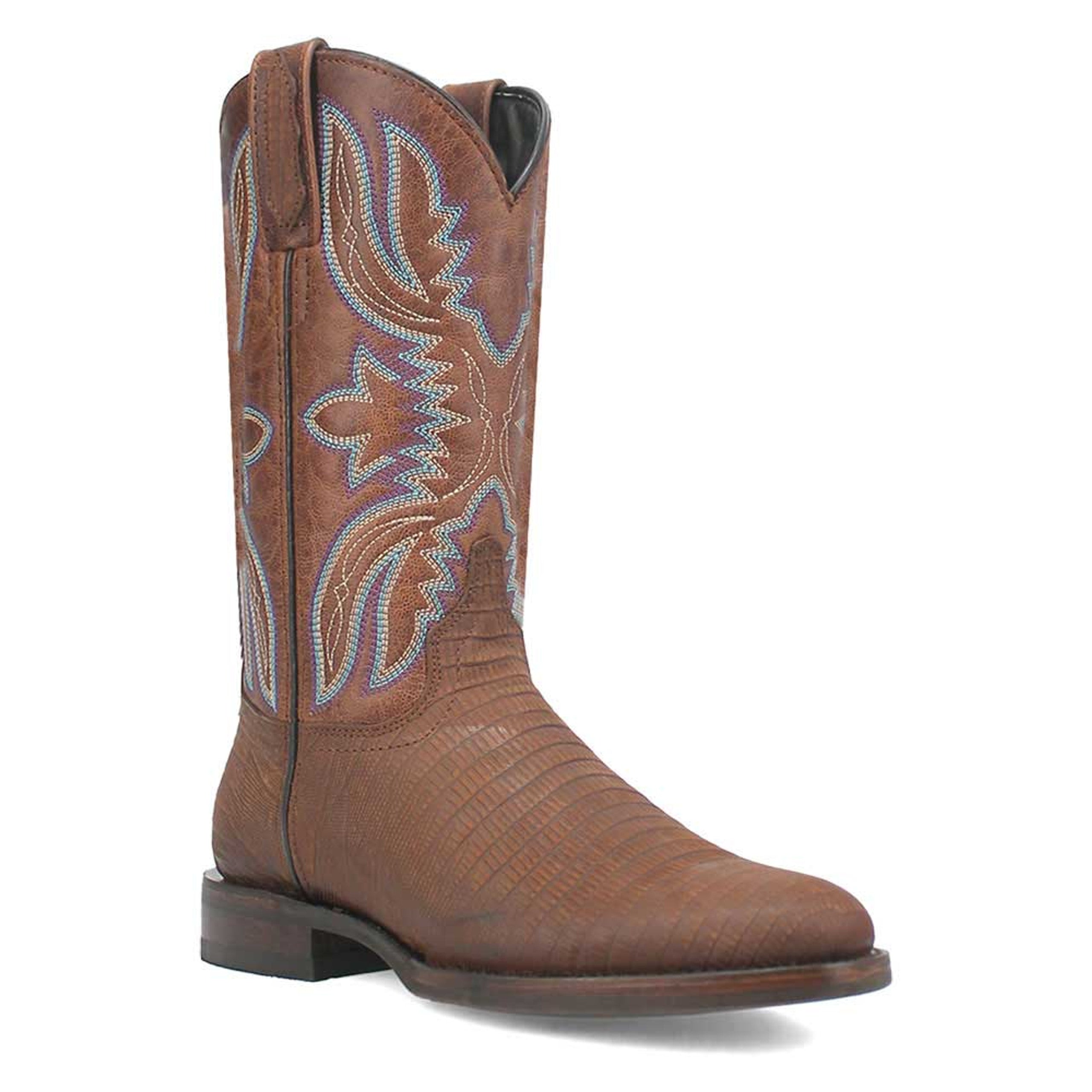 Dingo Brown Lizard Print Snip Toe Leather Boots - 6D