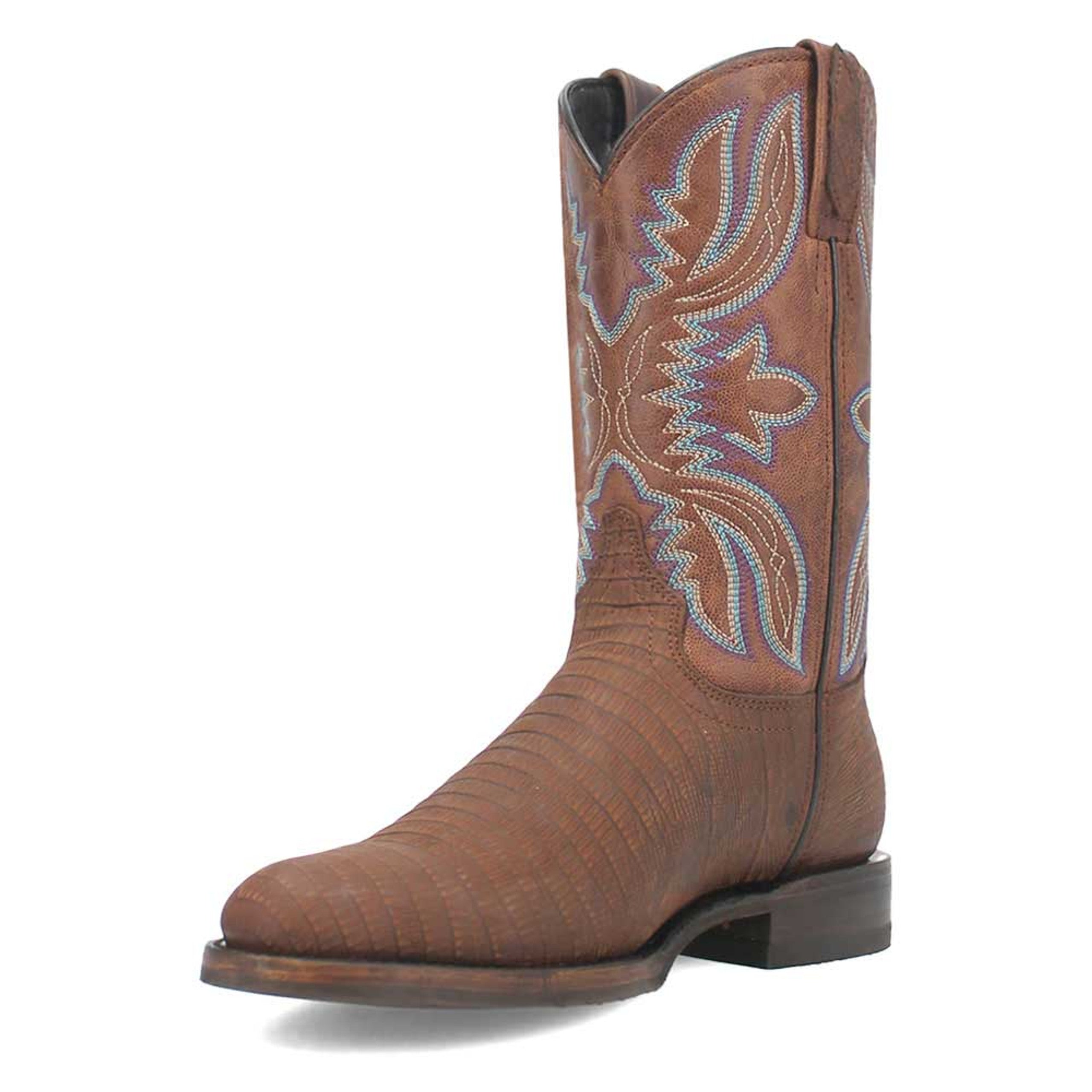 Dingo Brown Lizard Print Snip Toe Leather Boots - 6D
