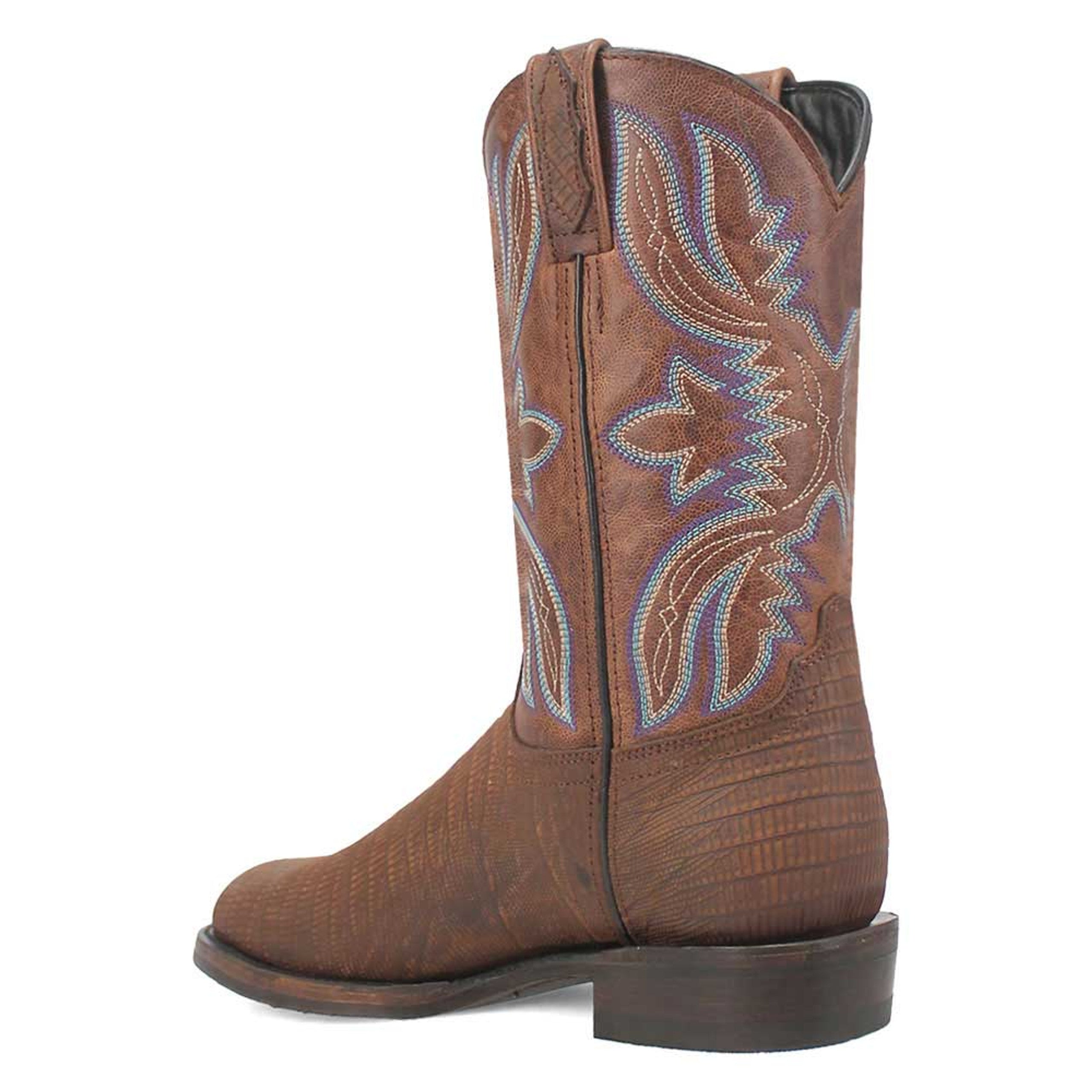 Dingo Brown Lizard Print Snip Toe Leather Boots - 6D