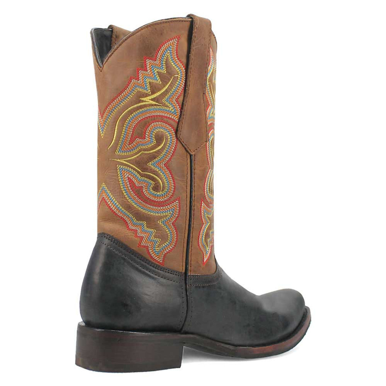 Dingo Black and Tan Snoot Toe Leather Western Boots - 6D