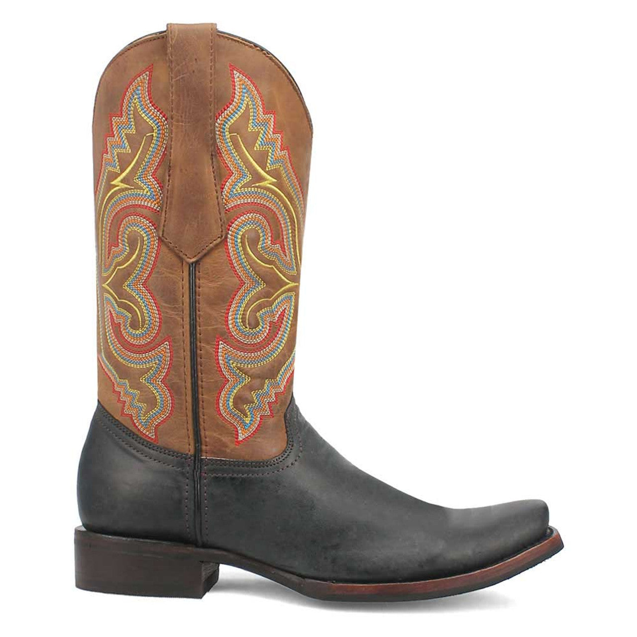 Dingo Black and Tan Snoot Toe Leather Western Boots - 6D