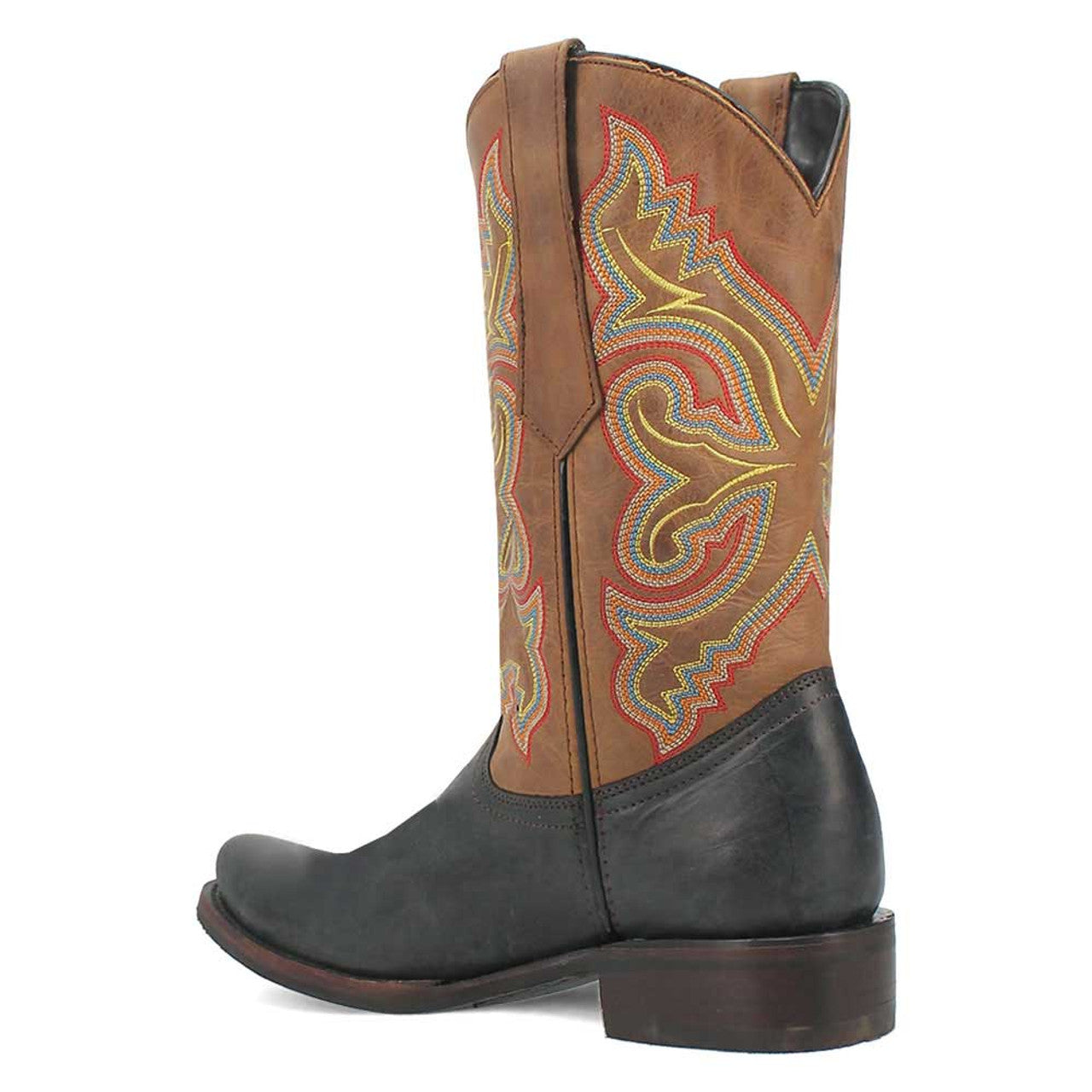Dingo Black and Tan Snoot Toe Leather Western Boots - 6D