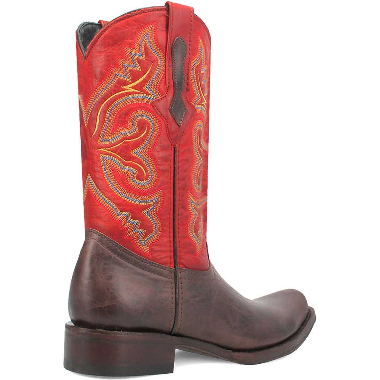 Dingo Brown and Red Snoot Toe Leather Western Boots - 6D
