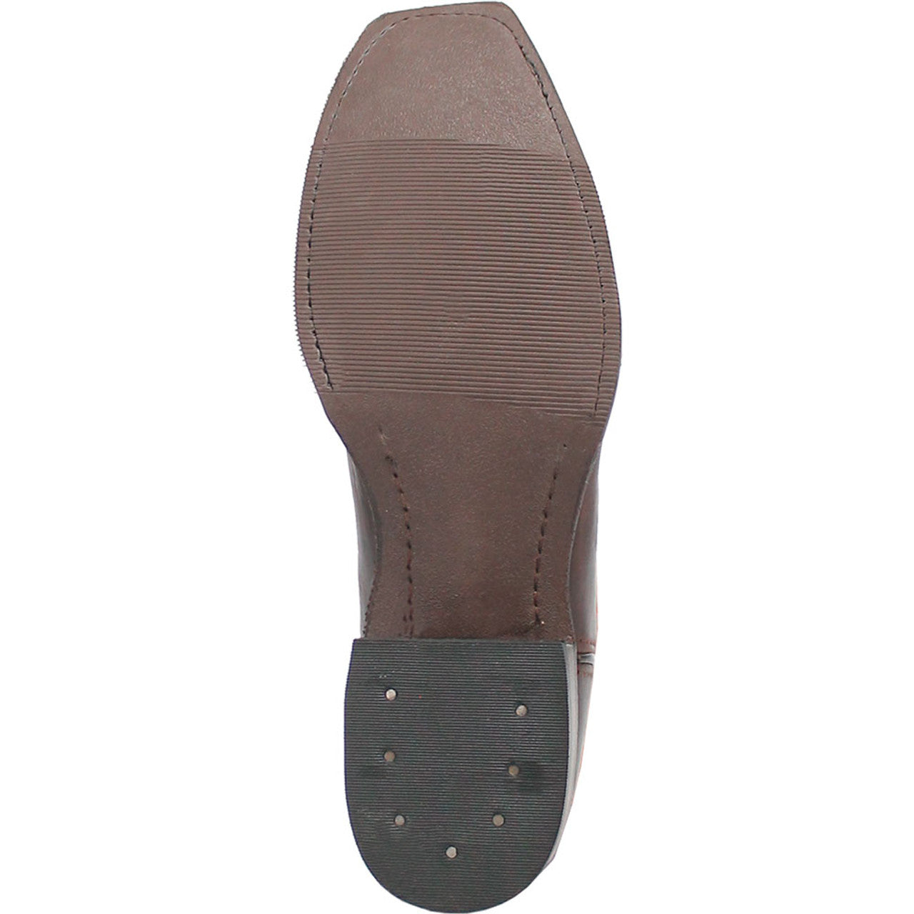 Dingo Brown and Red Snoot Toe Leather Western Boots - 6D